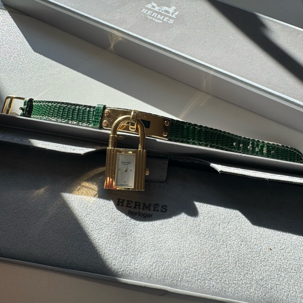 Exquisite Hermès Kelly Watch Bracelet in green Croc leather🐊 - Picture 6 of 16